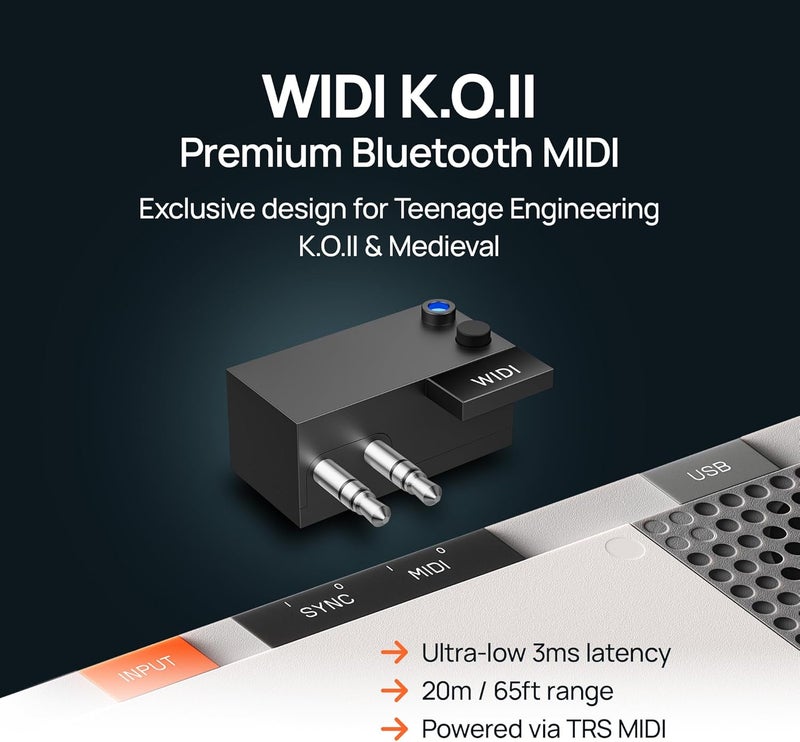 C M E WIDI K.O.II – Bluetooth MIDI Interface for teenage engineering K.O.II, medieval & riddim – Ultra Low 3ms Latency - No Battery Needed - Image 2
